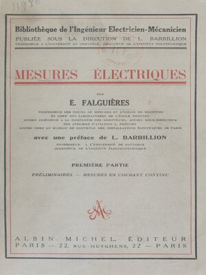 cover image of Mesures électriques (1) Préliminaires